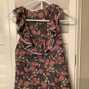 Patterned ruffle tank